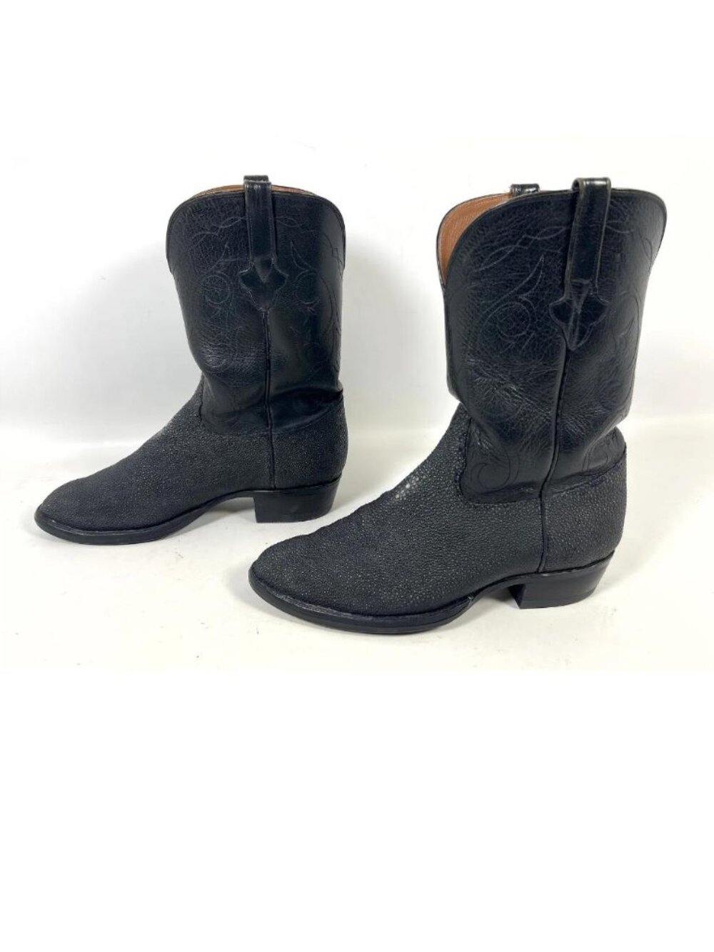 John Allen Woodward Stingray Western Boots Men’s 12 Black Exotic